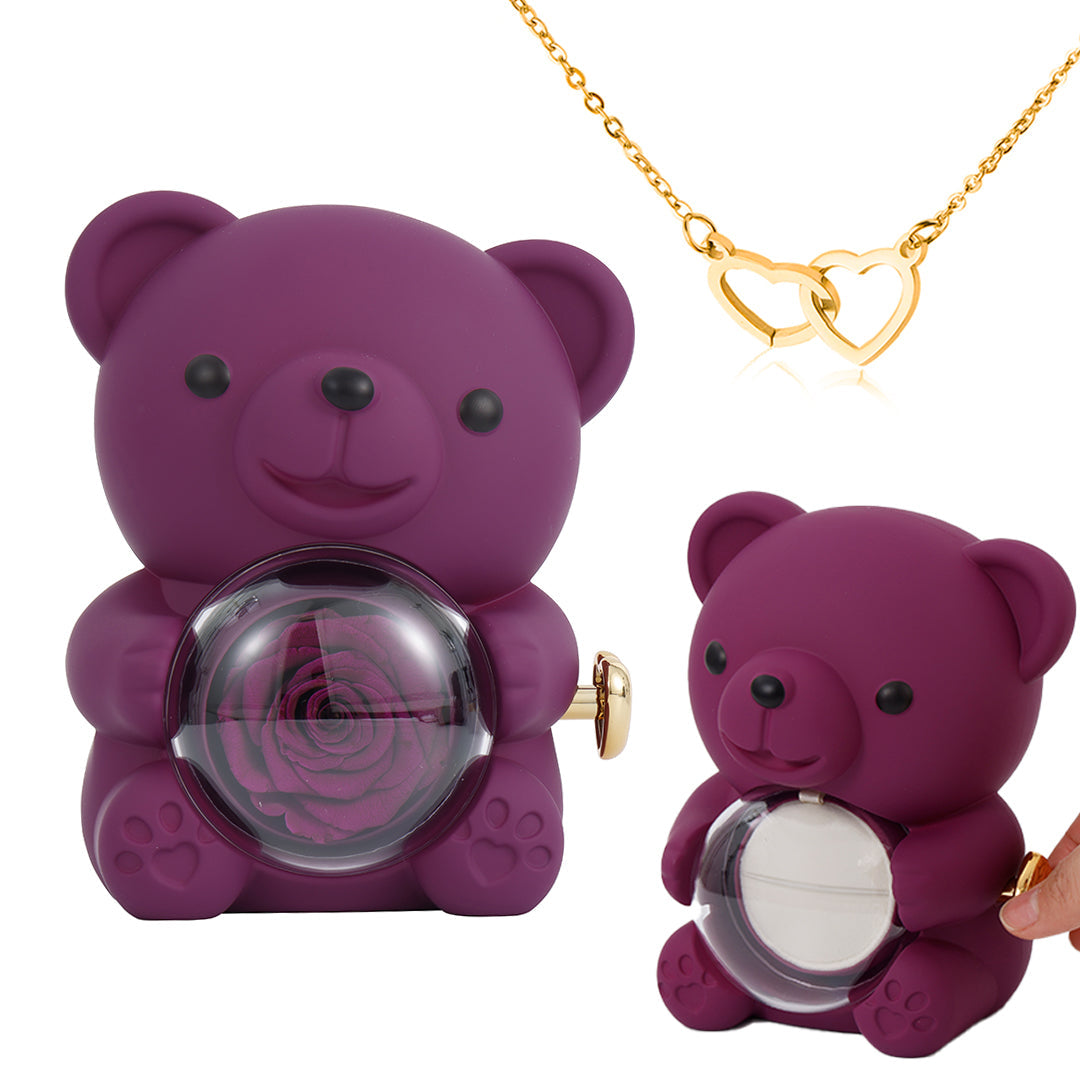 ⏰🌹Valentine's Day Surprise Sale 68% OFF!!💝Cute Teddy Bear with Preserved Rose--Necklace📿+Eternal Rose🌹+Teddy Bear🧸