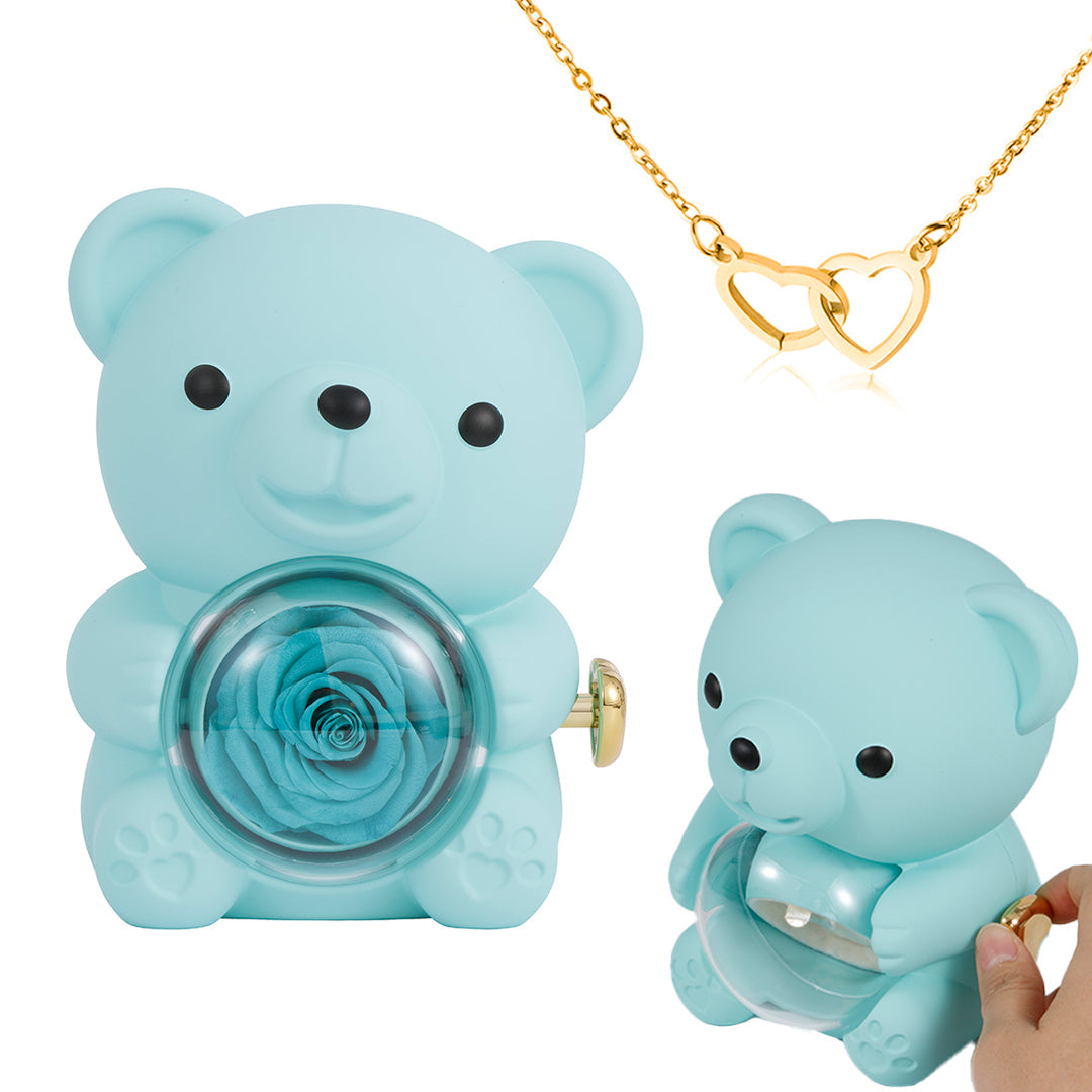 ⏰🌹Valentine's Day Surprise Sale 68% OFF!!💝Cute Teddy Bear with Preserved Rose--Necklace📿+Eternal Rose🌹+Teddy Bear🧸