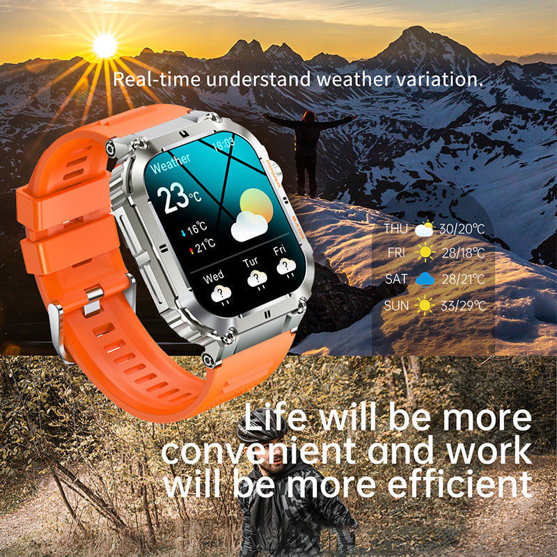 ⌚Waterproof Tactical Fitness Bluetooth Smartwatch – Fitness Tracker with Calls, Sports Modes & Long Battery Life ✨