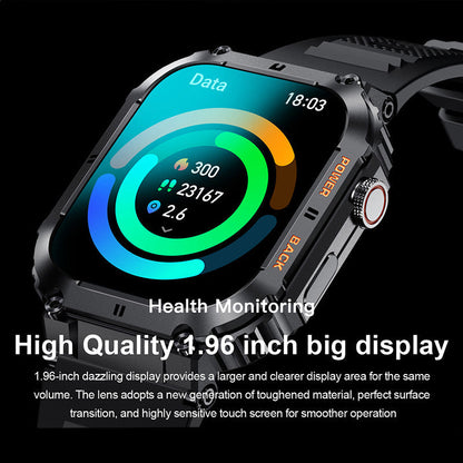 ⌚Waterproof Tactical Fitness Bluetooth Smartwatch – Fitness Tracker with Calls, Sports Modes & Long Battery Life ✨