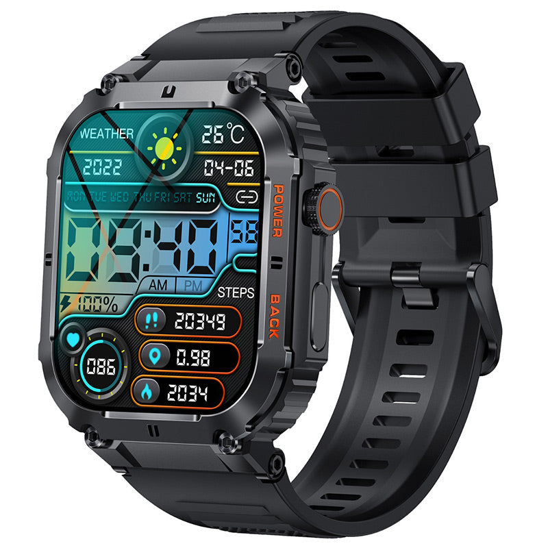 ⌚Waterproof Tactical Fitness Bluetooth Smartwatch – Fitness Tracker with Calls, Sports Modes & Long Battery Life ✨
