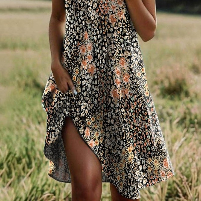 🥰New Year Specials🥰Women's Stylish Printed Casual V-Neck Dress🌸 Effortless Summer Chic ☀️