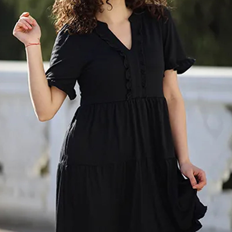 🔥🔥2026 Summer Hot Sale 49% OFF🌈Women's V Neck Ruffle Casual A-Line Flowy Swing Shift Dress