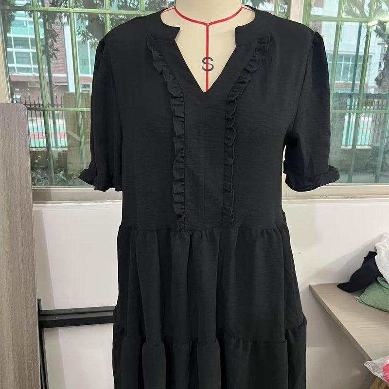 🔥🔥2026 Summer Hot Sale 49% OFF🌈Women's V Neck Ruffle Casual A-Line Flowy Swing Shift Dress