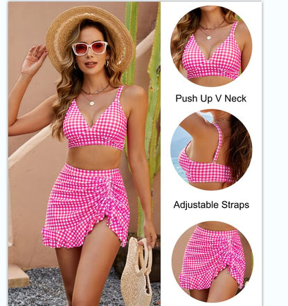 🔥LAST WEEK SALE 50% OFF💥Gingham High Waisted Tummy Control Bikini Sets👙