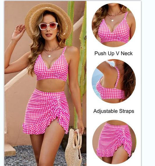 🔥LAST WEEK SALE 50% OFF💥Gingham High Waisted Tummy Control Bikini Sets👙