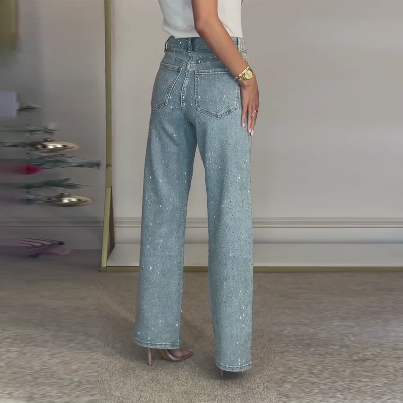 🔥Straight leg jeans with rhinestones✨Become the shining protagonist！✨