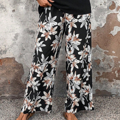 🏆HEISSER VERKAUF 50% RABATT🔥Damen Freizeit-Set mit Blumenmuster, weitem Bein und Kurzarm-Oberteil