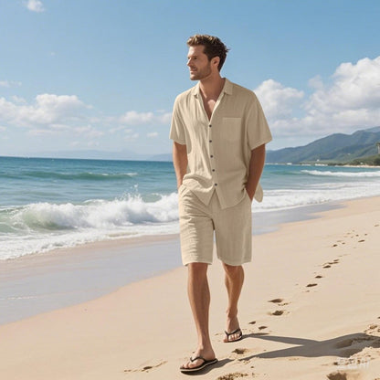🏖️Summer Specials🌴 Men's Breathable Beach Outfit – Short Sleeve & Shorts
