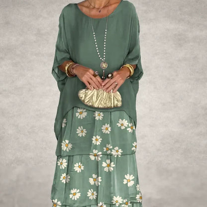 💐Elegant Round Neck Mesh Floral Layered Dress🔥✨Exuding Elegance And Charm