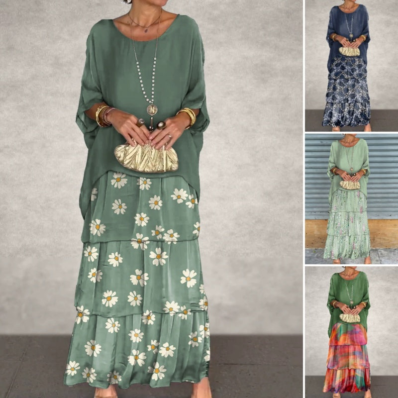 💐Elegant Round Neck Mesh Floral Layered Dress🔥✨Exuding Elegance And Charm