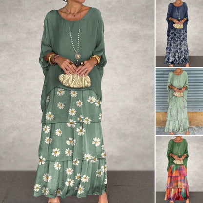 💐Elegant Round Neck Mesh Floral Layered Dress🔥✨Exuding Elegance And Charm