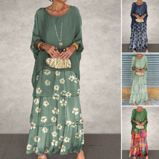 💐Elegant Round Neck Mesh Floral Layered Dress🔥✨Exuding Elegance And Charm