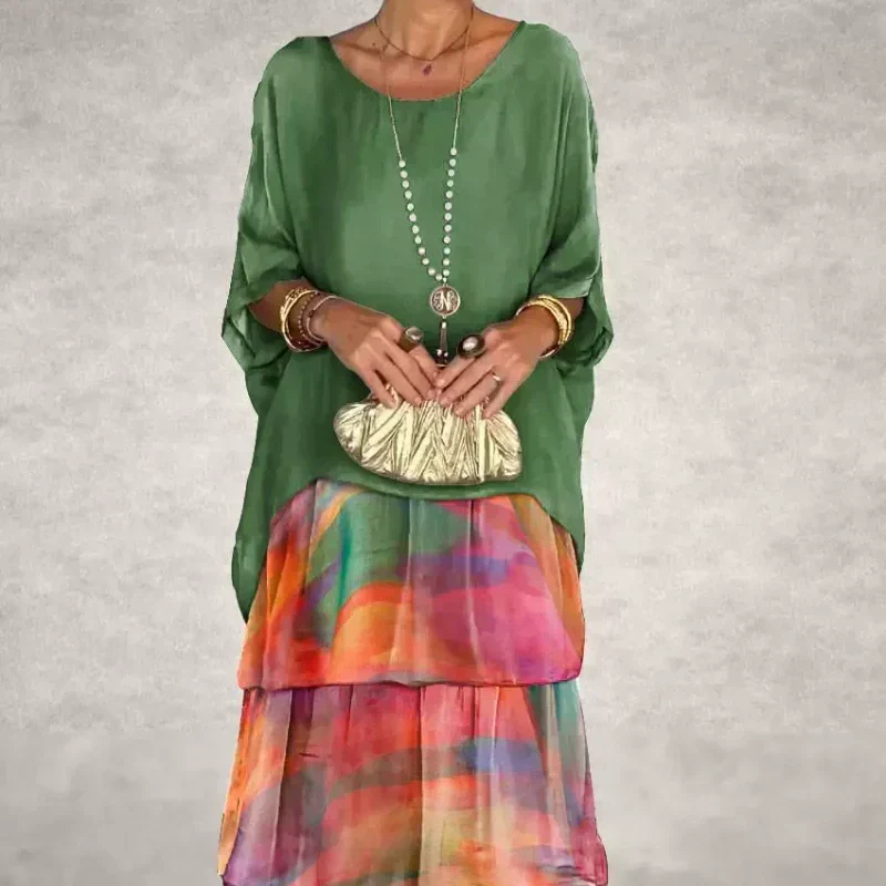 💐Elegant Round Neck Mesh Floral Layered Dress🔥✨Exuding Elegance And Charm