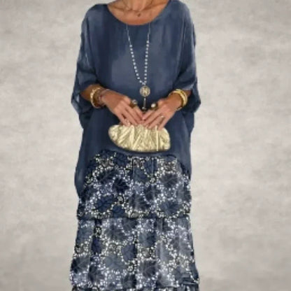 💐Elegant Round Neck Mesh Floral Layered Dress🔥✨Exuding Elegance And Charm
