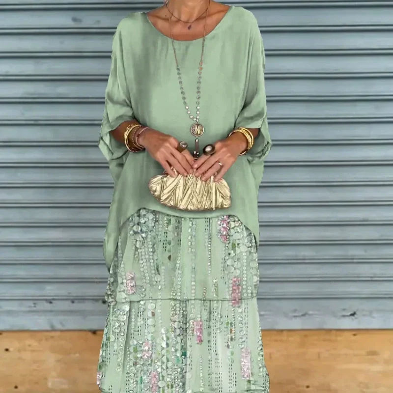 💐Elegant Round Neck Mesh Floral Layered Dress🔥✨Exuding Elegance And Charm