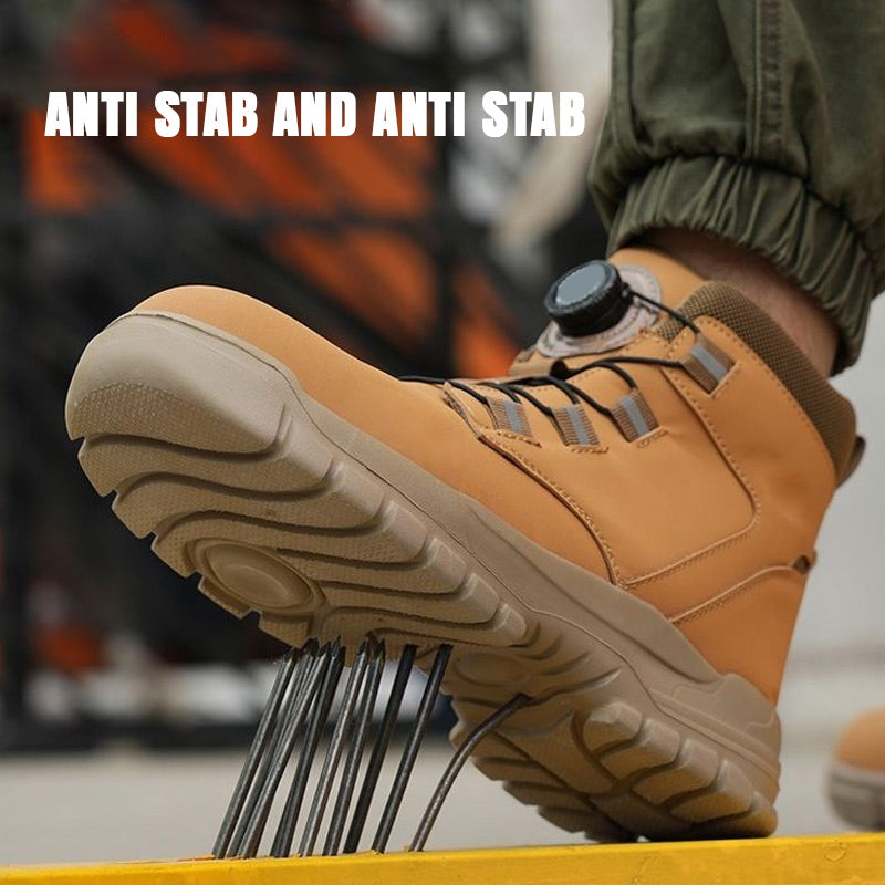 💪 Heavy-Duty Yet Lightweight: Men’s Multifunctional Work Shoes – Steel Toe & Flexible Sole