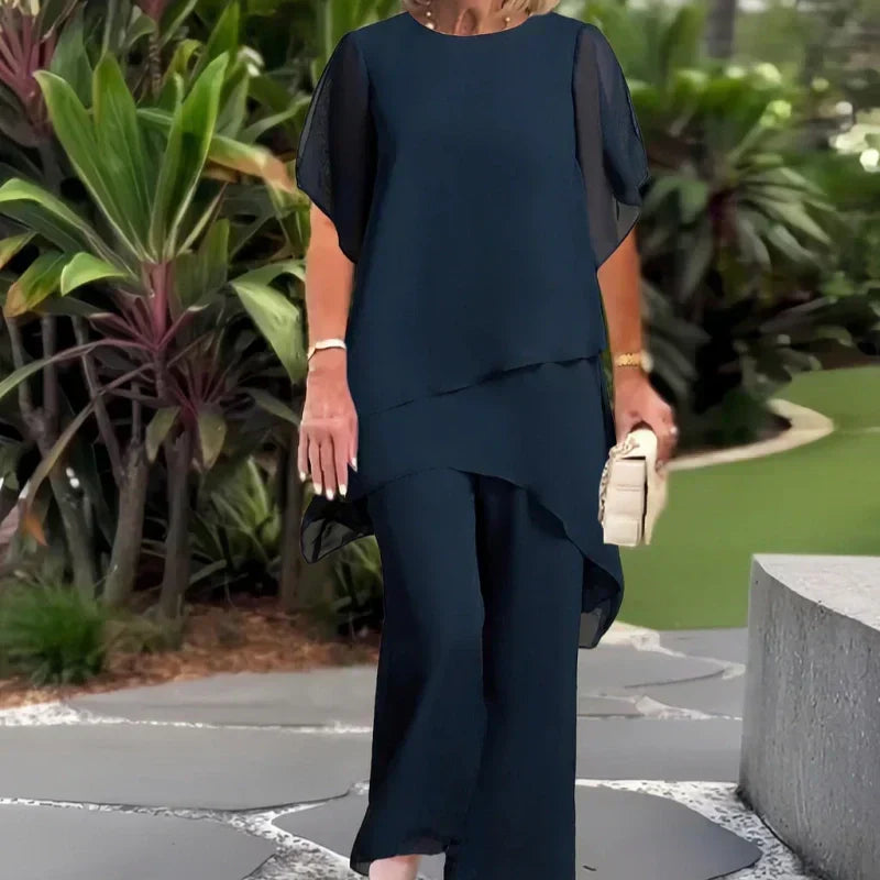 🎁New arrival 52% OFF💥Charming Irregular Top & Wide Leg Pants Set