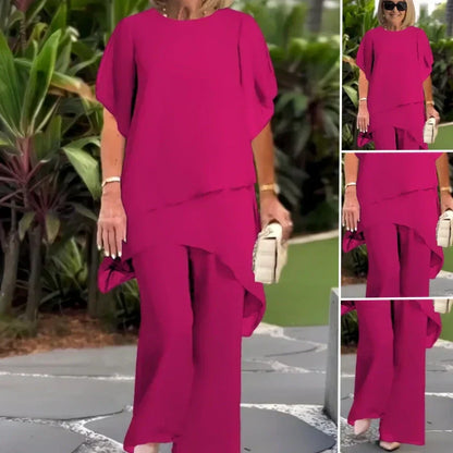 🎁New arrival 52% OFF💥Charming Irregular Top & Wide Leg Pants Set
