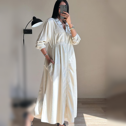 🔥Best Seller🔥Long-Sleeve Zip-Up Dress with Waist Cinching