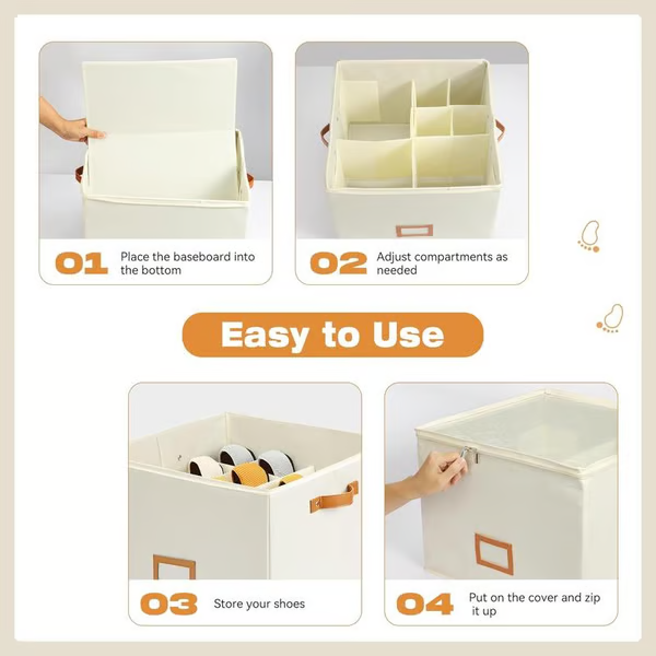 💥Fabric Shoe Organizer, Storage Box 👟Say Goodbye To Shoe Chaos 🚪