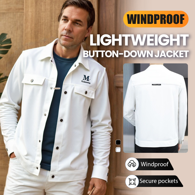 Men's Windproof Lightweight Button-Down Jacket