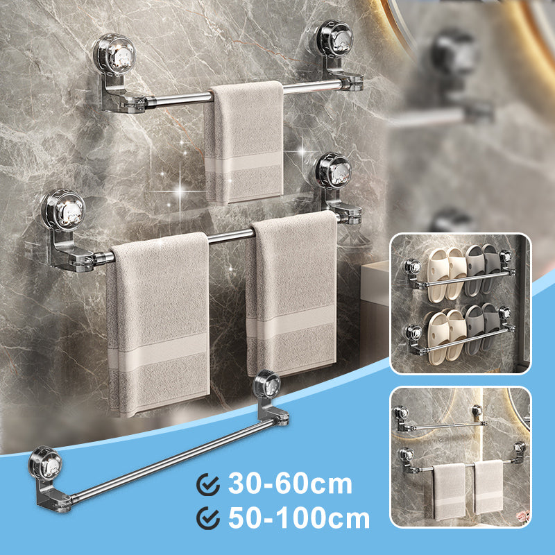 🛁 50% RABATT FÜR KURZE ZEIT! ✨ Verstellbare Handtuchstange mit Saugnäpfen – Bohrerlose Installation & Rostfreies Design für die Badorganisation 🧻🔩