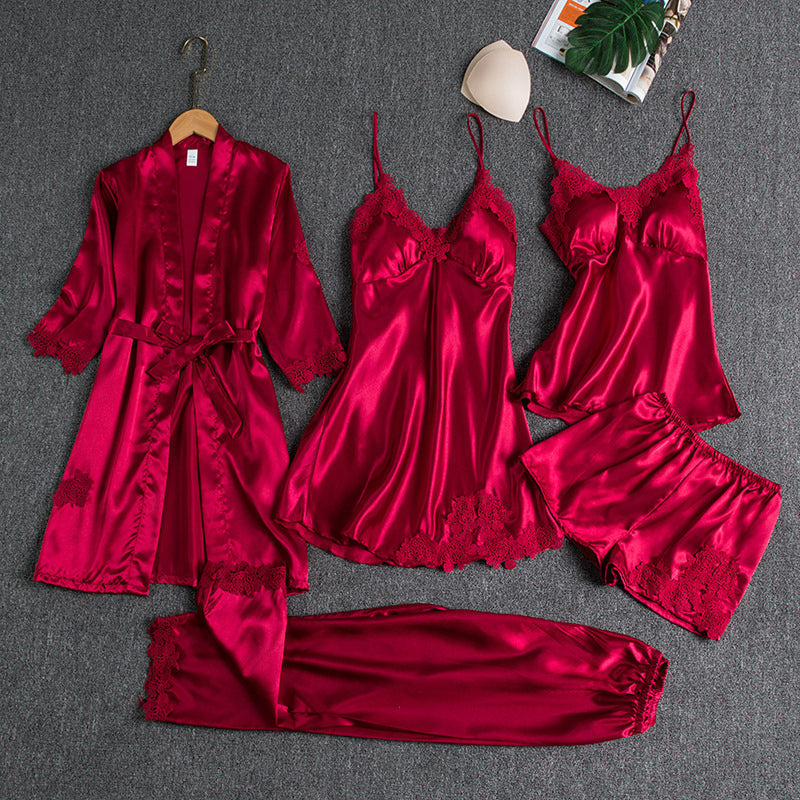 Women's Sexy Lace Trim Sleepwear Five-Piece Sets🚛Free Shipping