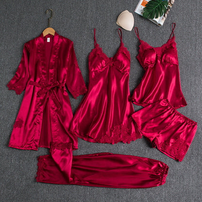 Women's Sexy Lace Trim Sleepwear Five-Piece Sets🚛Free Shipping