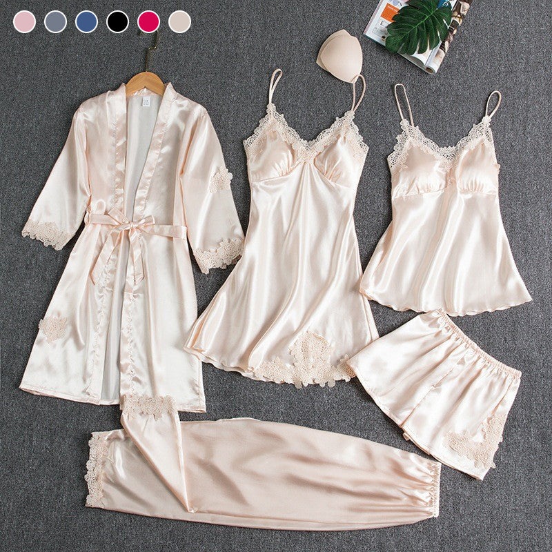 Women's Sexy Lace Trim Sleepwear Five-Piece Sets🚛Free Shipping