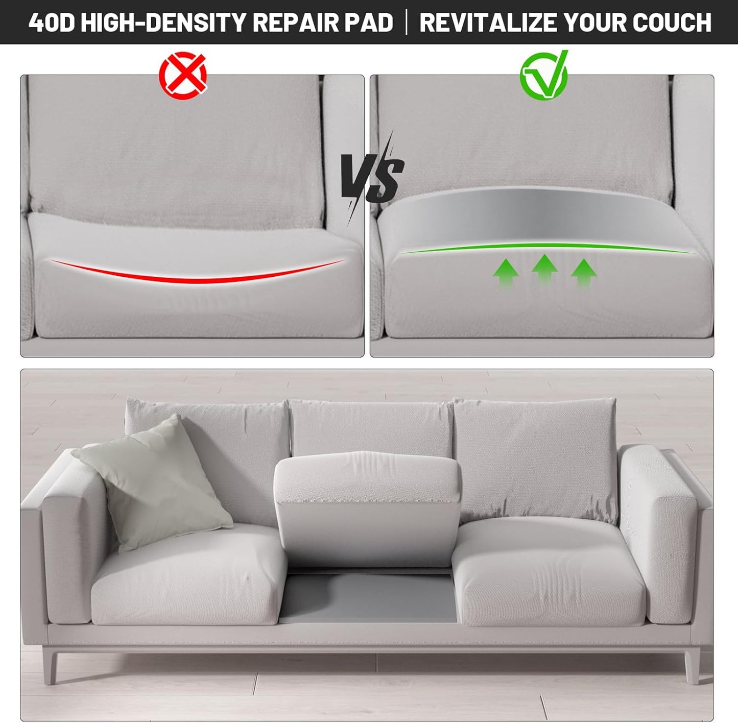 🛋️ 2025 Hot Sale 50% Off✨ Sofa Cushion Support for Sagging Seats - High-Density Foam Insert with Non-Slip Base for Enhanced Comfort & Posture 🏠💫