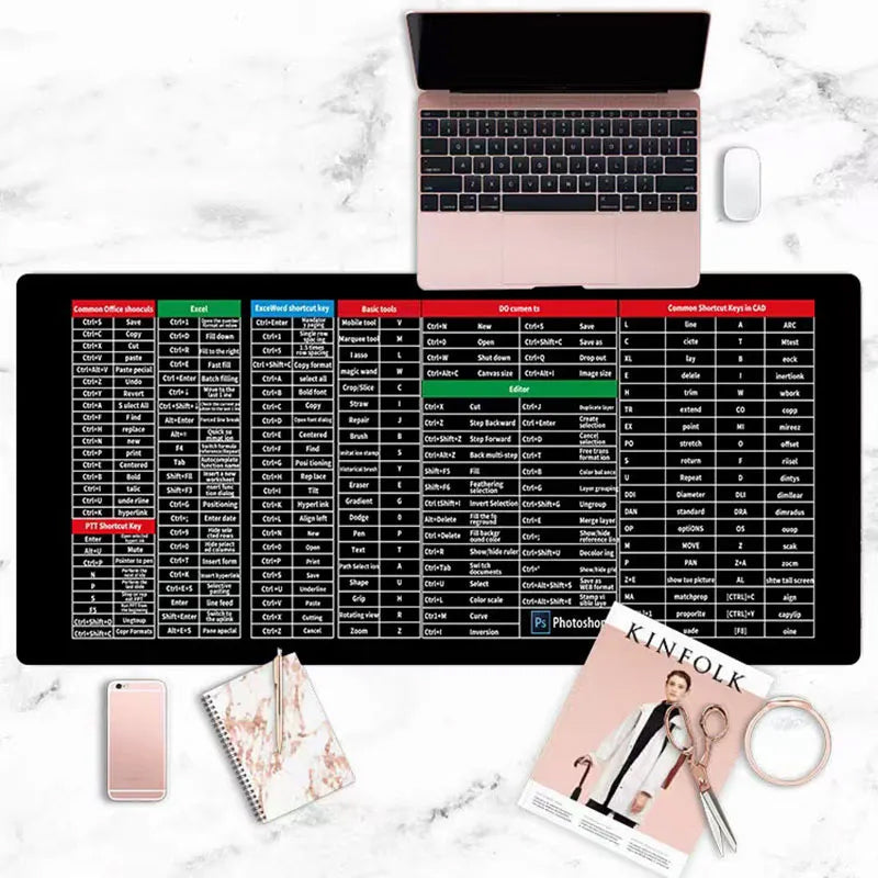 ⌨️ 50% OFF NOW! 🖱️ Quick Key Super Large Anti-Slip Keyboard Pad – Office Software Shortcuts Pattern, Non-Slip Base & Ideal for Productivity 🚀