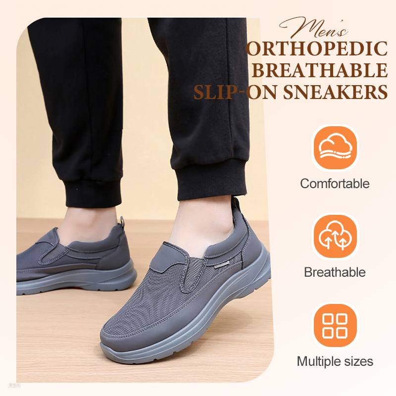 ✨ Men's Orthopedic Breathable Slip-On Sneakers - Arch Support with Memory Foam Insoles for All-Day Comfort 🏃‍♂️💨【FREE SHIPPING】
