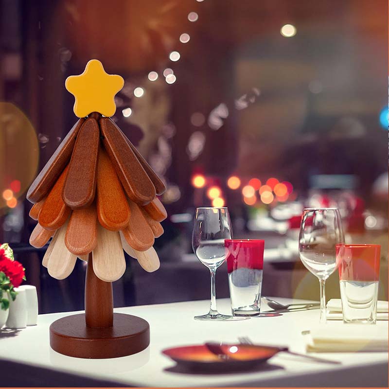🔥2025 Hot Sale🔥Wooden Tree-Shaped Trivet with Star or Apple