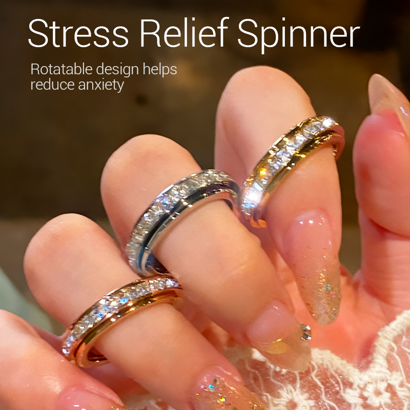 ⏳Weihnachts-Zeitlich-Begrenztes-Special⏰Rotierender Spinner-Ring aus Titanstahl mit Zirkonia