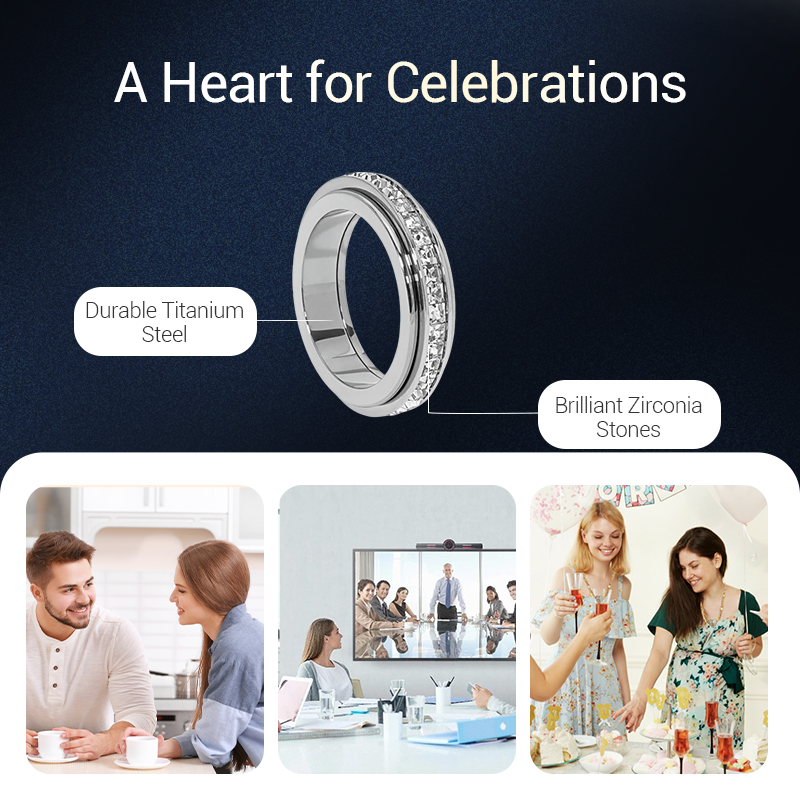 ⏳Weihnachts-Zeitlich-Begrenztes-Special⏰Rotierender Spinner-Ring aus Titanstahl mit Zirkonia