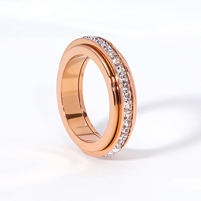 ⏳Weihnachts-Zeitlich-Begrenztes-Special⏰Rotierender Spinner-Ring aus Titanstahl mit Zirkonia