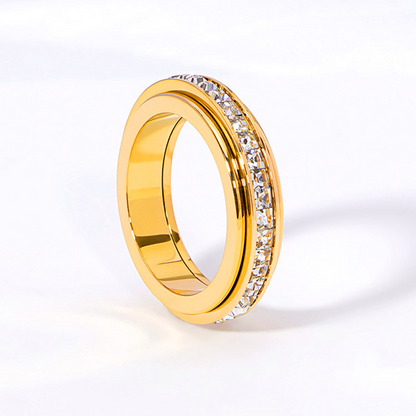 ⏳Weihnachts-Zeitlich-Begrenztes-Special⏰Rotierender Spinner-Ring aus Titanstahl mit Zirkonia