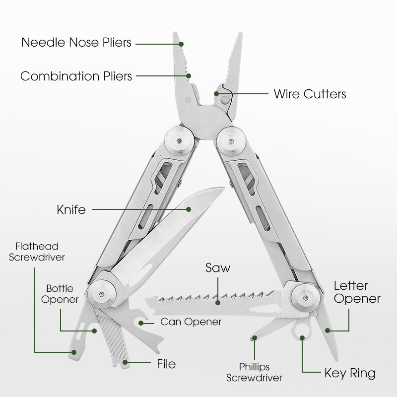 ✨ 12-in-1 Stainless Steel Folding Multi-Tool Pliers – All-in-One Gadget, Durable Steel & Compact Design (Perfect for Outdoor & Home Repairs!)