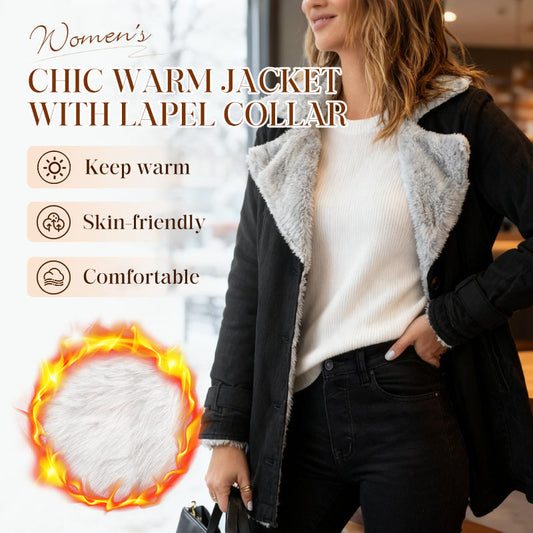 Women's Chic Warm Jacket with Lapel Collar
