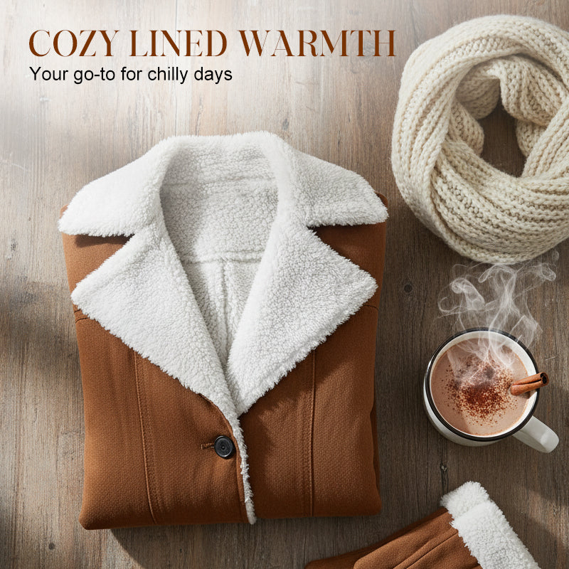 Women's Chic Warm Jacket with Lapel Collar