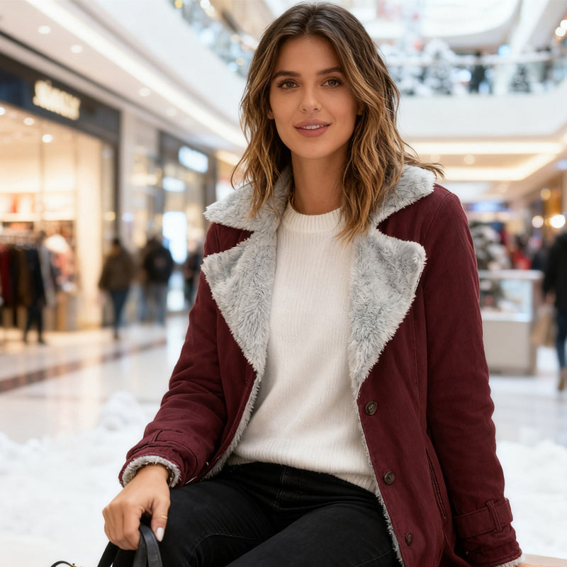 Women's Chic Warm Jacket with Lapel Collar