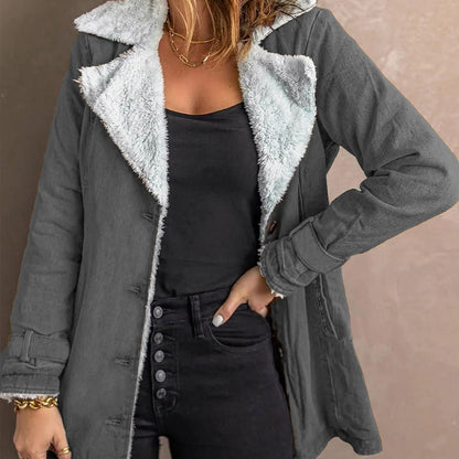 Women's Chic Warm Jacket with Lapel Collar