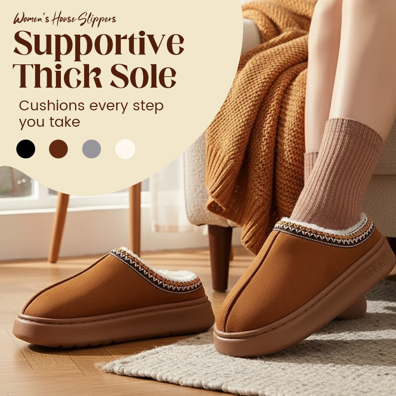 Women’s Plush-Lined Thick Sole House Slippers