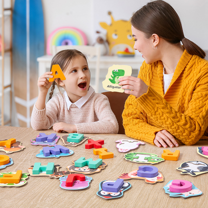 🎁Best Gift -49%OFF🎨26-Piece Wooden Letter & Animal Matching Toy