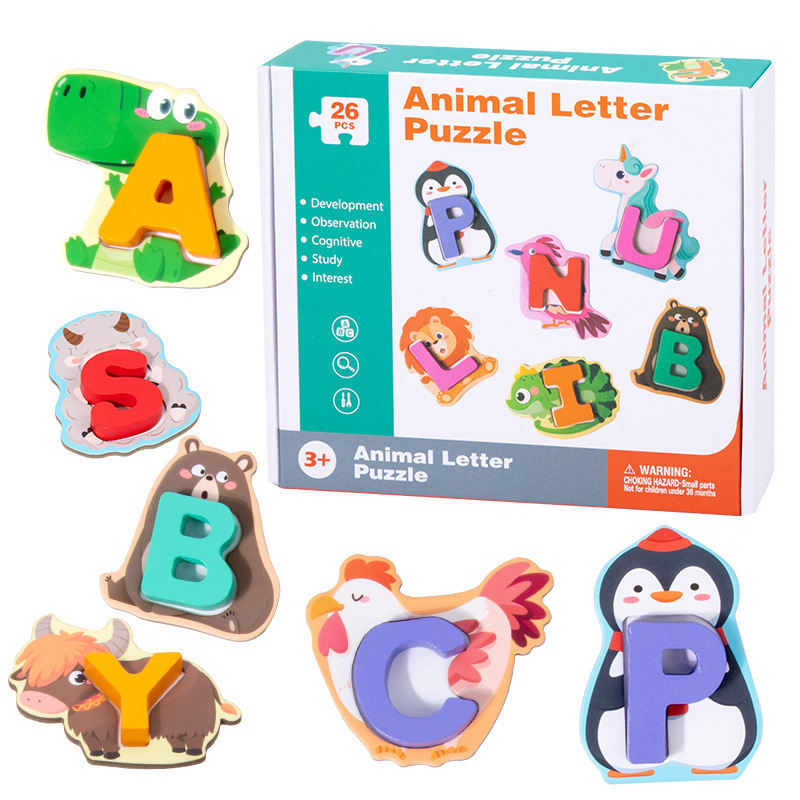 🎁Best Gift -49%OFF🎨26-Piece Wooden Letter & Animal Matching Toy