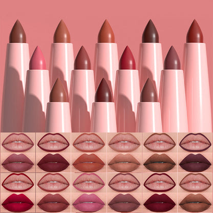 🔥Heiße Angebote – 12-Farben Matter Lippenstift & Lipliner Set (Holzummantelt) – Für perfekt definierte Lippen für jeden Look ✨