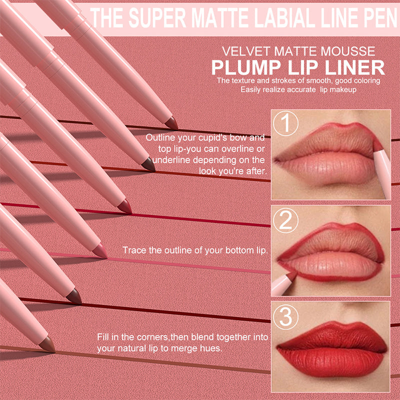 🔥Heiße Angebote – 12-Farben Matter Lippenstift & Lipliner Set (Holzummantelt) – Für perfekt definierte Lippen für jeden Look ✨