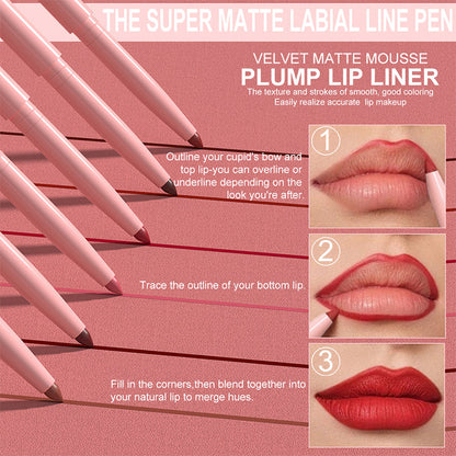 🔥Heiße Angebote – 12-Farben Matter Lippenstift & Lipliner Set (Holzummantelt) – Für perfekt definierte Lippen für jeden Look ✨