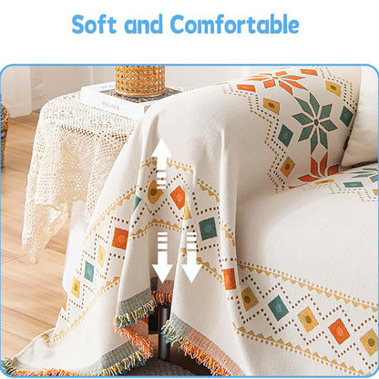 🌟 Hot Sale 50% RABATT 🛋️ Sofabezug im Boho-Stil 💝 Fransenbesatz Wendbares Design
